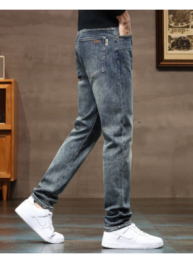 Jeep Men's Jeans 2025 Spring Collection Trendy Casual Straight Leg Pants Versatile Stretch Trousers For Men - Image 1