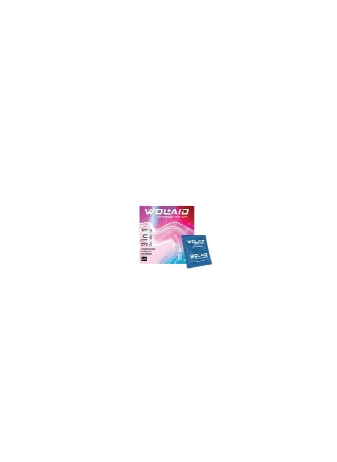 WOLAID Wolaid 3 in 1 Condoms, 3 Condoms 