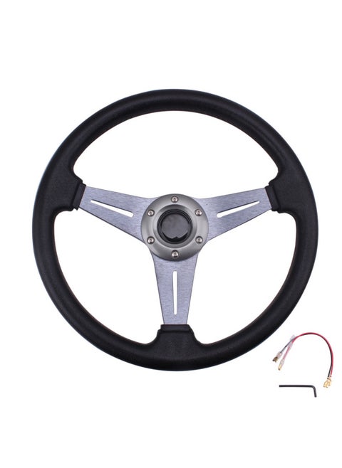 Applicable To Wuling Zhiguang Modified 14-inch Steering Wheel Personality Racing Car Skill Steering Wheel Base Universal Square-Product Color:Wuling Light 14-inch Steering Wheel Titanium Color