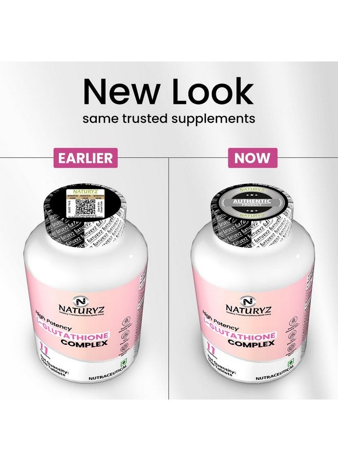 NATURYZ High Potency L-Glutathione 1000mg per serving Glow Supplement for Women & Men | Highest 11 Nutrients | Skin Peptide Complex for Depigmentation | Antioxidant Blend | Glutathione Builder for Radiant & Brightening Skin - 50 Tablets - Image 3