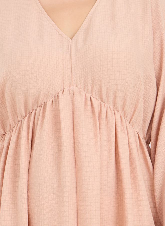Styli Plus Textured V Neck A-Line Maxi Dress - Image 3