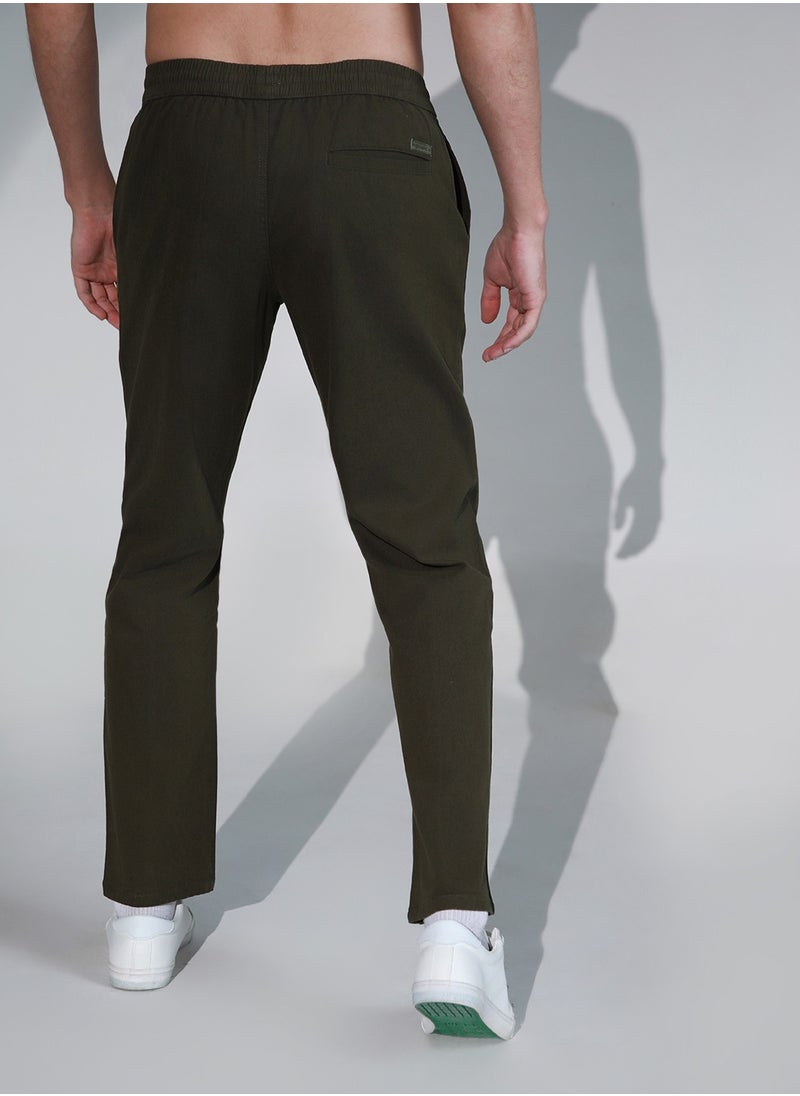 Hubberholme Mid-Rise Dark Olive Trousers for Men with Relaxed Regular Fit  - Image 5
