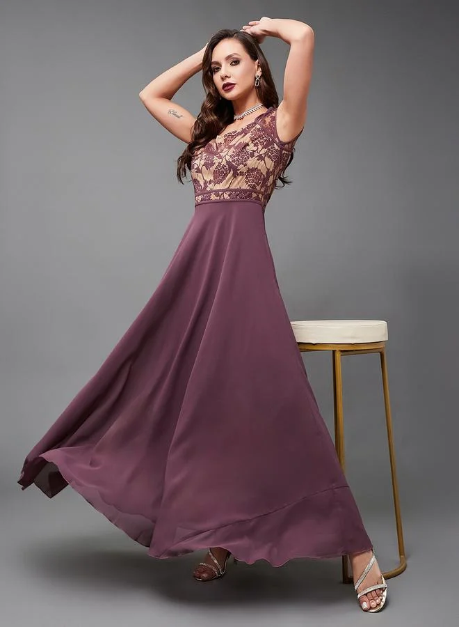 Styli Floral Lace Maxi Dress