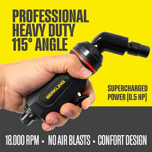 Berkling Tools BT 6323 1/4" 115 Degree Angle Air Die Grinder – Professional-Grade Heavy-Duty Pneumatic Grinder with Variable Speed Control for Precision Grinding, Polishing & Sanding - Image 2