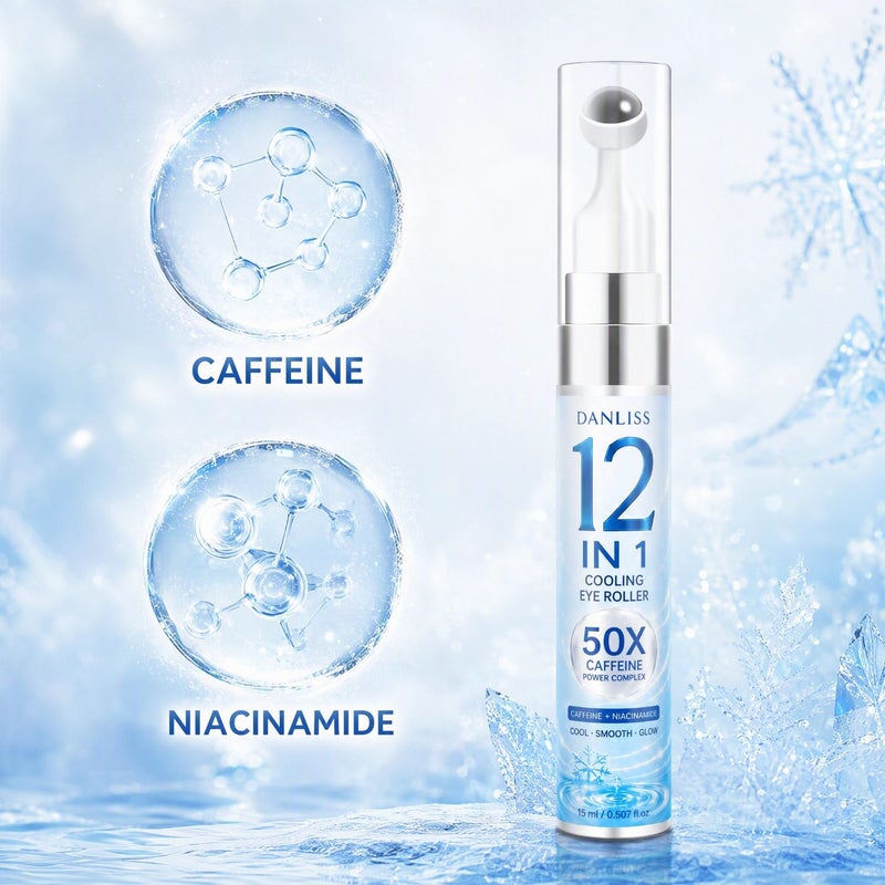 DANLISS 12-in-1 Icy Caffeine Roll-on Eye Serum 15ml 50X High Concentration Caffeine - Image 2