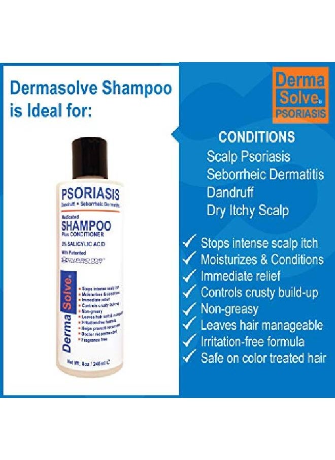 Dermasolve Psoriasis Shampoo And Leavein Styling Spray Conditioner (Combo Pack) ; Detangler For Sensitive Skin Soothing Anti Dandruff Deflake Dry Scalp Treatment For Seborrheic Dermatitis & Damaged Hair  - Image 4