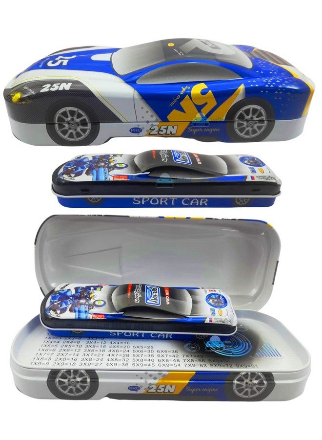 FunBlast Metal Car Pencil Box/Case - Double Layer for Kids Boys Students School Supplies - Stationery Set Organizer Birthday Return Gift for Kids (White) - Image 1