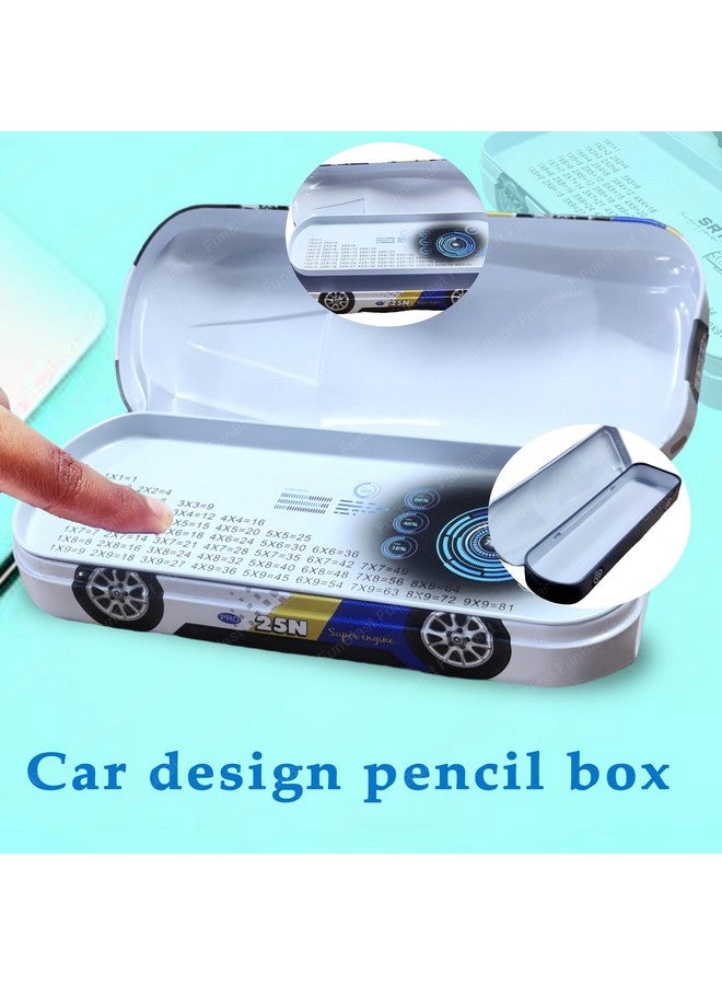 FunBlast Metal Car Pencil Box/Case - Double Layer for Kids Boys Students School Supplies - Stationery Set Organizer Birthday Return Gift for Kids (White) - Image 4
