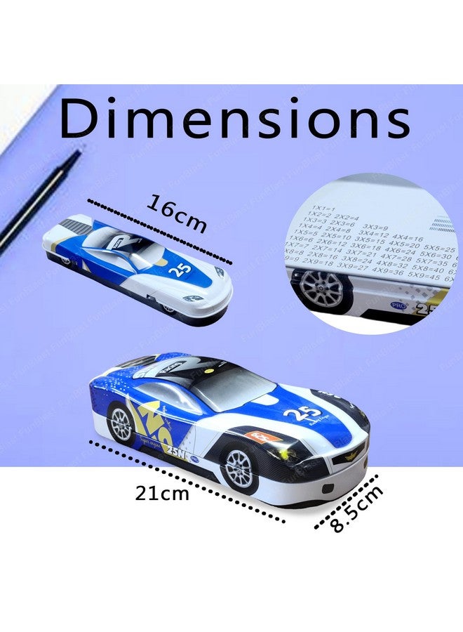 FunBlast Metal Car Pencil Box/Case - Double Layer for Kids Boys Students School Supplies - Stationery Set Organizer Birthday Return Gift for Kids (White) - Image 2