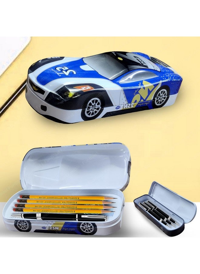 FunBlast Metal Car Pencil Box/Case - Double Layer for Kids Boys Students School Supplies - Stationery Set Organizer Birthday Return Gift for Kids (White) - Image 5