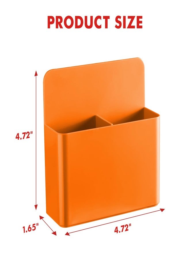 BEYGORM 2 Pack Plastic Magnetic Pen Holder for Refrigerator, Dry Erase Marker Holder for Whiteboard，Magnet School Locker Organizer Accessories, Pencil Cup, Pen Caddy, Classroom Organization(Orange) - Image 2