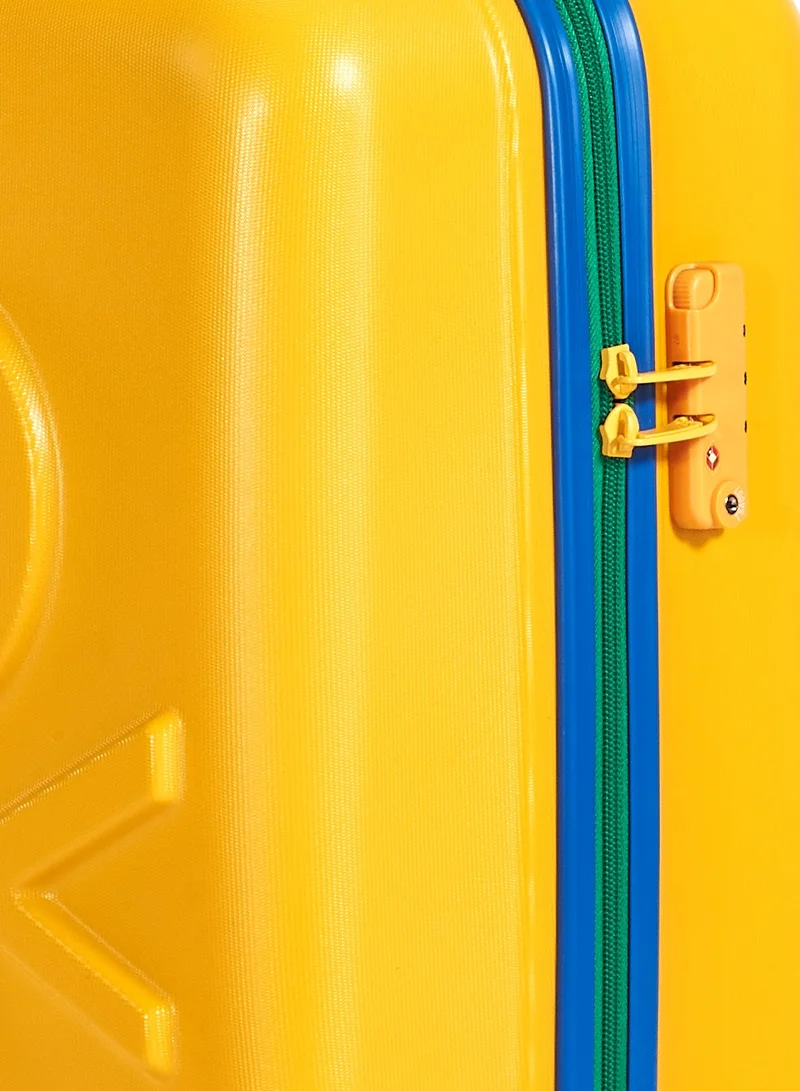 UNITED COLORS OF BENETTON BNTA-202 28Inch-Checked Luggage with TSA Lock| Material- Acrylonitrile Butadiene Styrene| Adjustable Trolley Handle | Smooth Dual Wheels 360degree rotate| Yellow