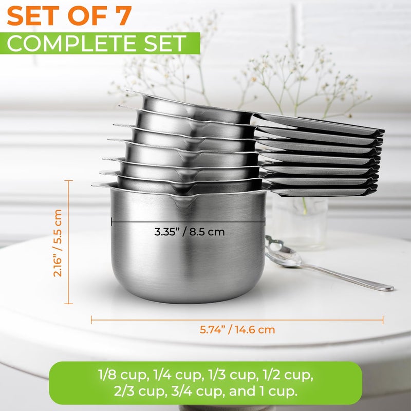 Spring Chef Magnetic Stainless Steel Measuring Cups, Patented, Kitchen Tools with Easy to Read Markings for Measuring Dry or Liquid Ingredients, Set of 7, Black - Image 5