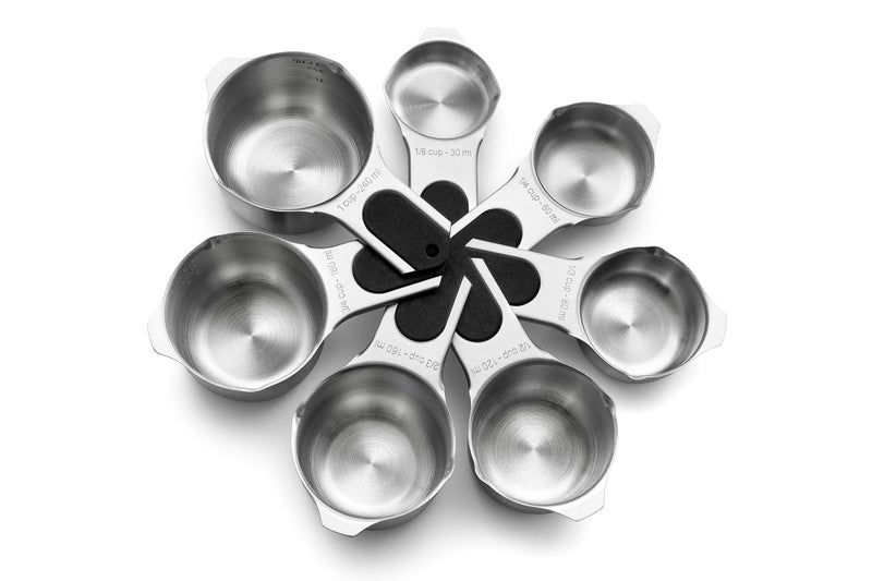 Spring Chef Magnetic Stainless Steel Measuring Cups, Patented, Kitchen Tools with Easy to Read Markings for Measuring Dry or Liquid Ingredients, Set of 7, Black - Image 1