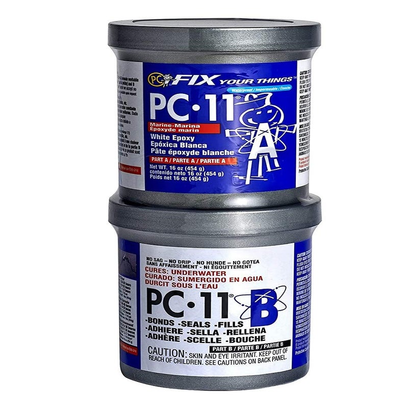 PC Products معجون لاصق إيبوكسي PC-11 من PC-Products، ذو جزئين، درجة بحرية، 1 رطل في علبتين، أبيض مائل إلى الصفرة 160114 - Image 1