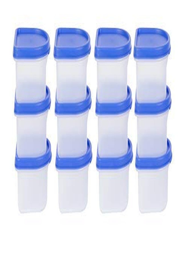 SIMPARTE 250ml Oval Modular Plastic Container Set of 12 BPA-Free Airtight Stackable Kitchen Storage Boxes with Blue Lids Food Grade Organizer for Pantry Cereals Pulses Flour Snacks Grains Essentials - Image 1