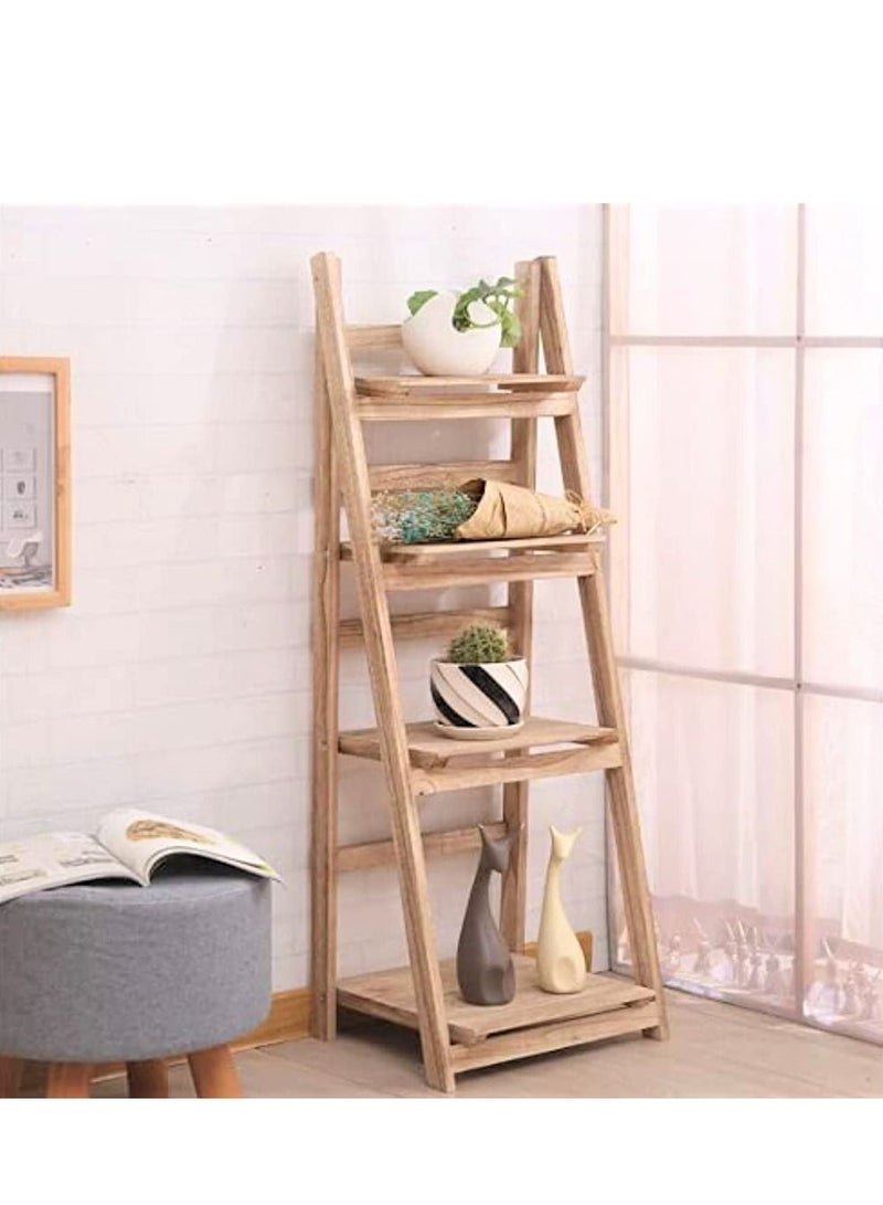 LINGWEI Wooden Flower Stand Foldable Four Layers Great For Displaying Potted Plants Books Shelves Flowers Rack Home Indoor Outdoor Decoration  - Image 3