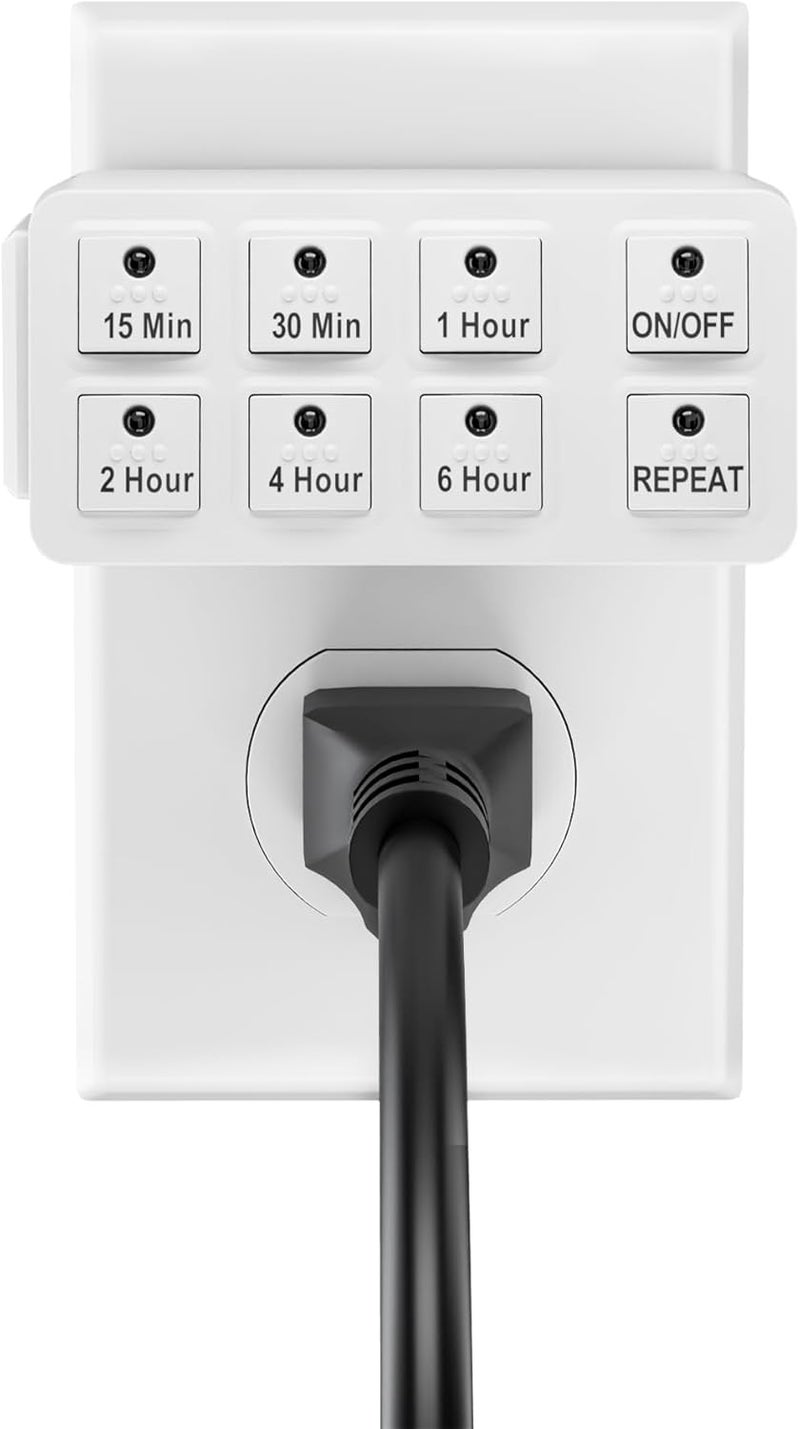 BN-LINK 2 Pack Indoor Countdown Timer with Repeat Function, Heavy Duty Accurate Compact Size for Charger Vacation Security, 3-Prong Grounded Outlet, 15A/1875W ½ HP ETL Listed - Image 2