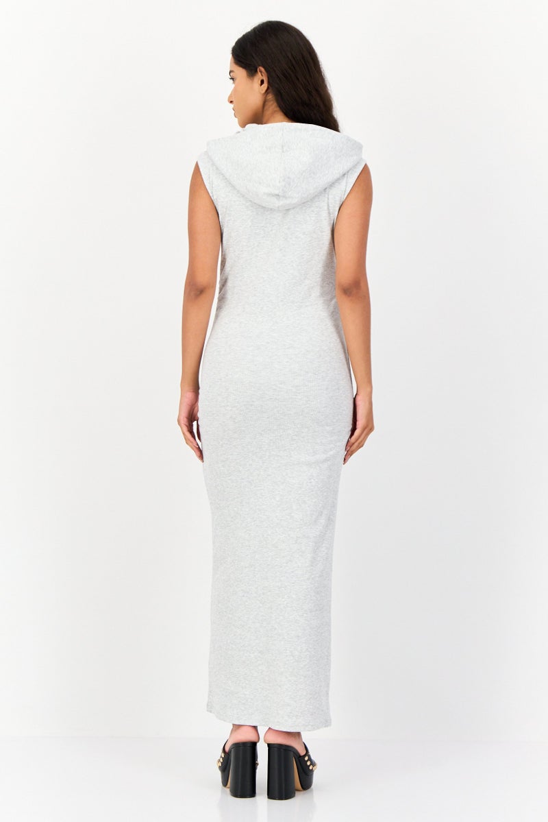 Don't Call Me Jennyfer Women Heather Hooded Ruched Maxi Dress, Grey - Image 4