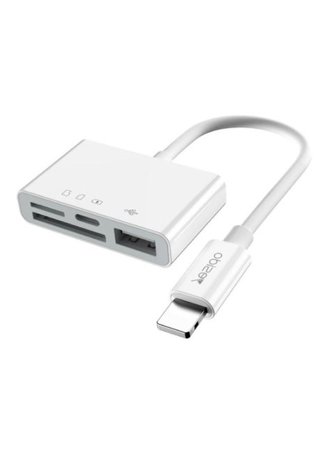 Yesido GS12 OTG Converter Dual Lightning Interface 4 In 1 Support TF SD USB Fast Charging Devices Card Reader - White