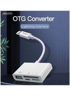 Yesido Yesido GS12 OTG Converter Dual Lightning Interface 4 In 1 Support TF SD USB Fast Charging Devices Card Reader - White  - Image 2