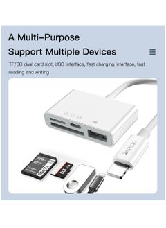 Yesido Yesido GS12 OTG Converter Dual Lightning Interface 4 In 1 Support TF SD USB Fast Charging Devices Card Reader - White  - Image 3