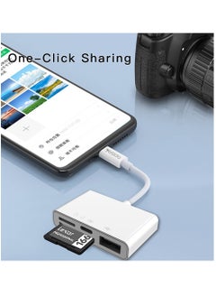 Yesido Yesido GS12 OTG Converter Dual Lightning Interface 4 In 1 Support TF SD USB Fast Charging Devices Card Reader - White  - Image 4