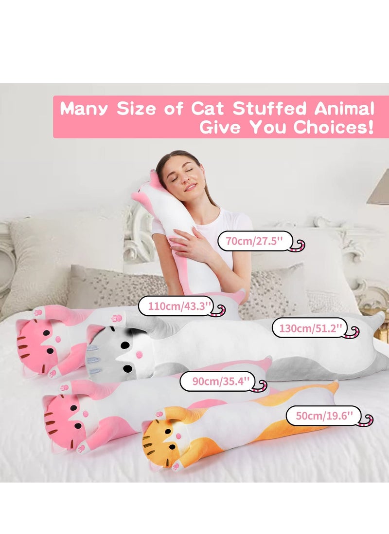 Generic - Pink Long Cat Plush Body Pillow Kawaii Cat Stuffed Toy, Cute Soft Plush Animal Doll, Plushies Decorations for Video Game Fans, Kitten Plush Throw Pillow Doll Gift for Girlfriend & Kid - Image 1