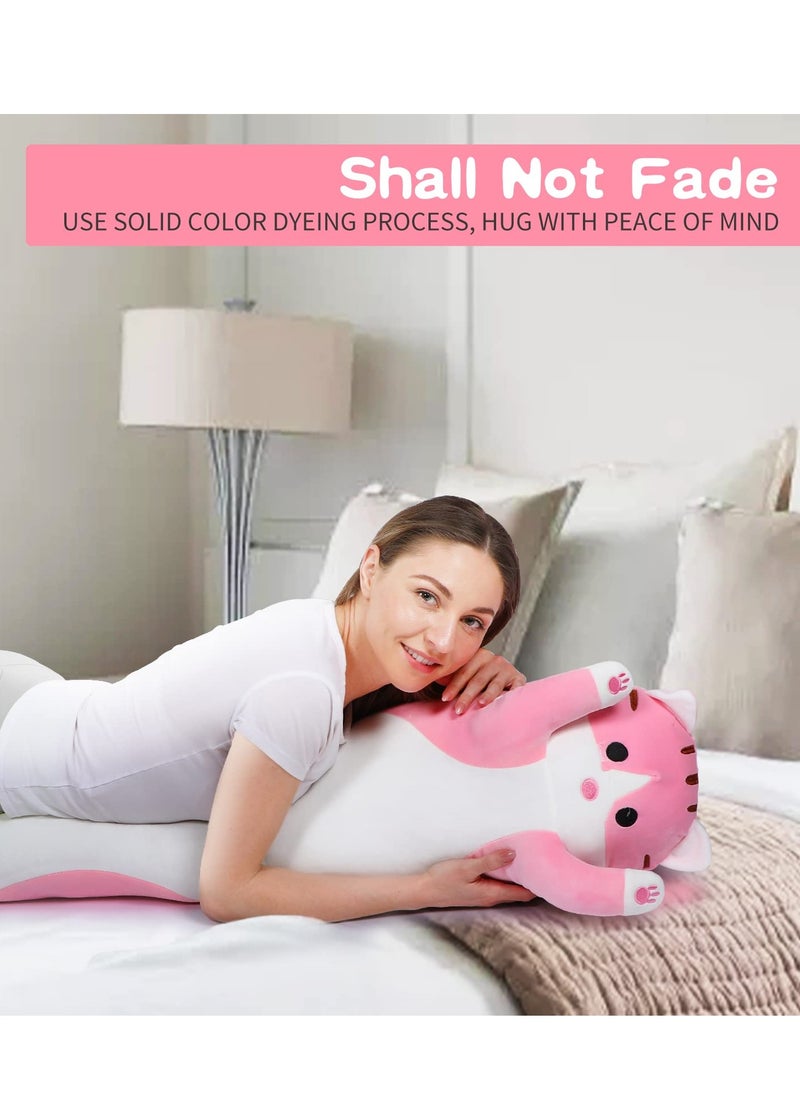 Generic - Pink Long Cat Plush Body Pillow Kawaii Cat Stuffed Toy, Cute Soft Plush Animal Doll, Plushies Decorations for Video Game Fans, Kitten Plush Throw Pillow Doll Gift for Girlfriend & Kid - Image 1