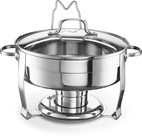 Kook Chafing Dish for Buffet Set, by Kook, Catering Food Warmers, Round Dishes, Warmer Tray, Stainless Steel with Glass Cover and Holder, for Parties, Dinners, 4.5 Qt - Image 3