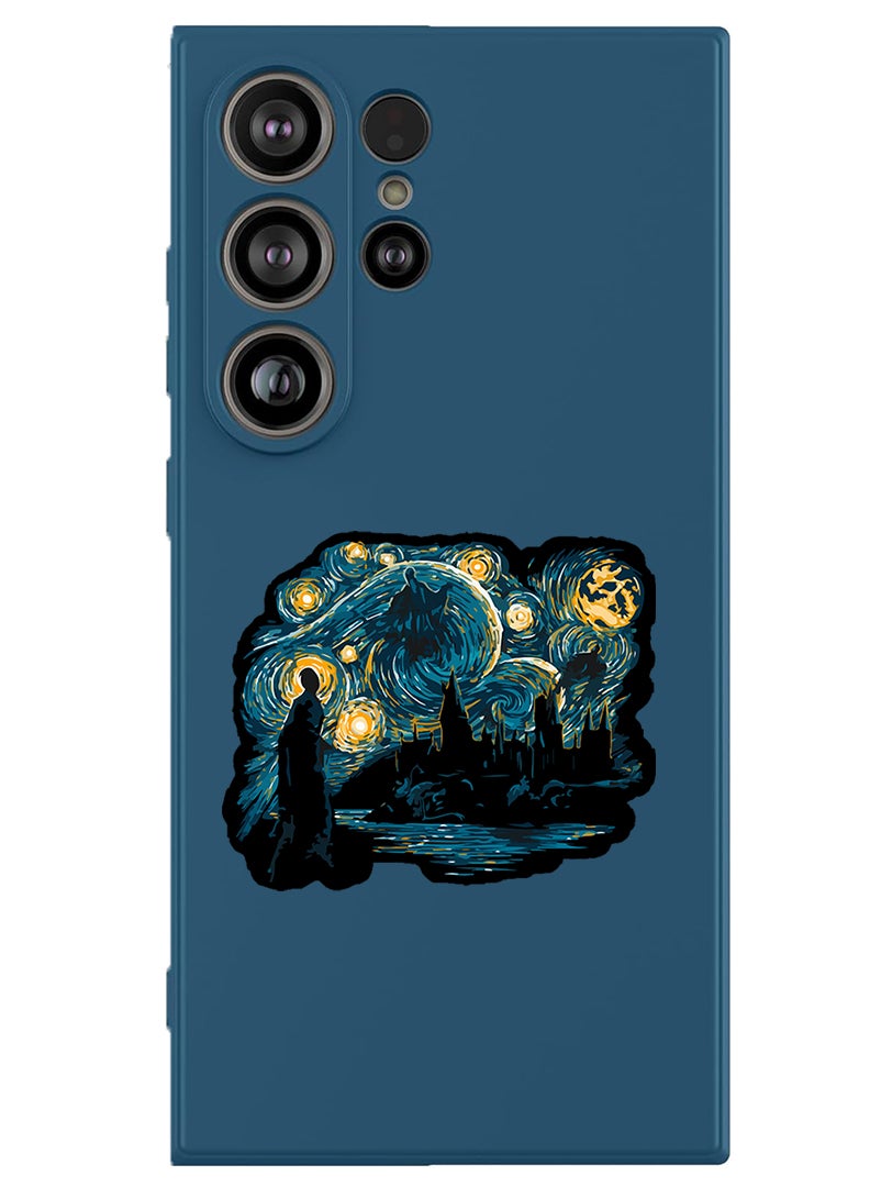 Theodor Protective Slim Fit Case Liquid Silicone Cover with Full Body Protection Anti-Scratch Shockproof Case For Samsung Galaxy S25 Ultra (Blue) - Starry nights - Image 1