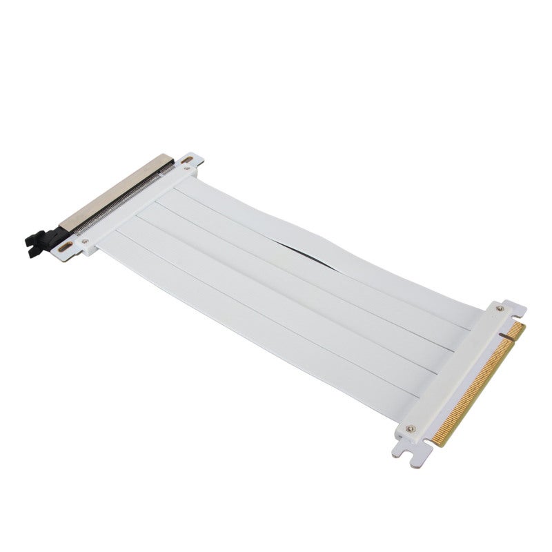 كابل تمديد رايزر PCIE 4.0 X16 بطول 50 سم أبيض - توافق واسع مع RTX 4090 4080 4070 - تصميم مسطح مرن قابل للطي لتسهيل إدارة الكابلات - كابل تمديد محمي ضد التداخل الكهرومغناطيسي (EMI) بزاوية 180 درجة يعمل فوراً عند التوصيل - Image 3