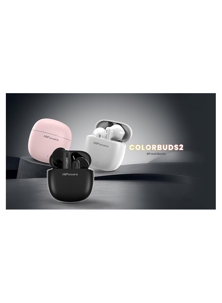 HiFuture Hifuture Colorbuds 2 Wireless 5.3 Headphones, Sports Earbuds with 15 Hours of Playtime, IPX5 Waterproof, Smart Touch Gym Earphones for Jogging and Running, Compatible with Android and iOS (Pink)  - Image 3