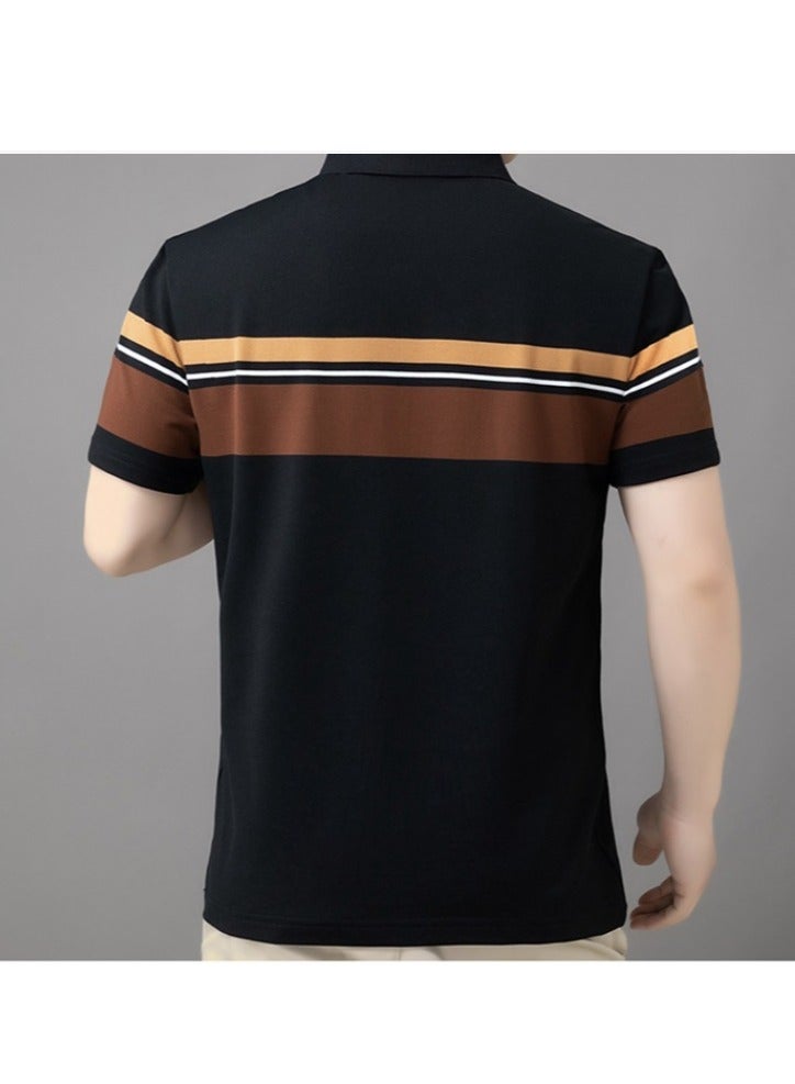 Jeep Men's Polo Shirt Short Sleeve T-shirt Striped Half Sleeve Slimming Business Casual T-shirt - Image 4