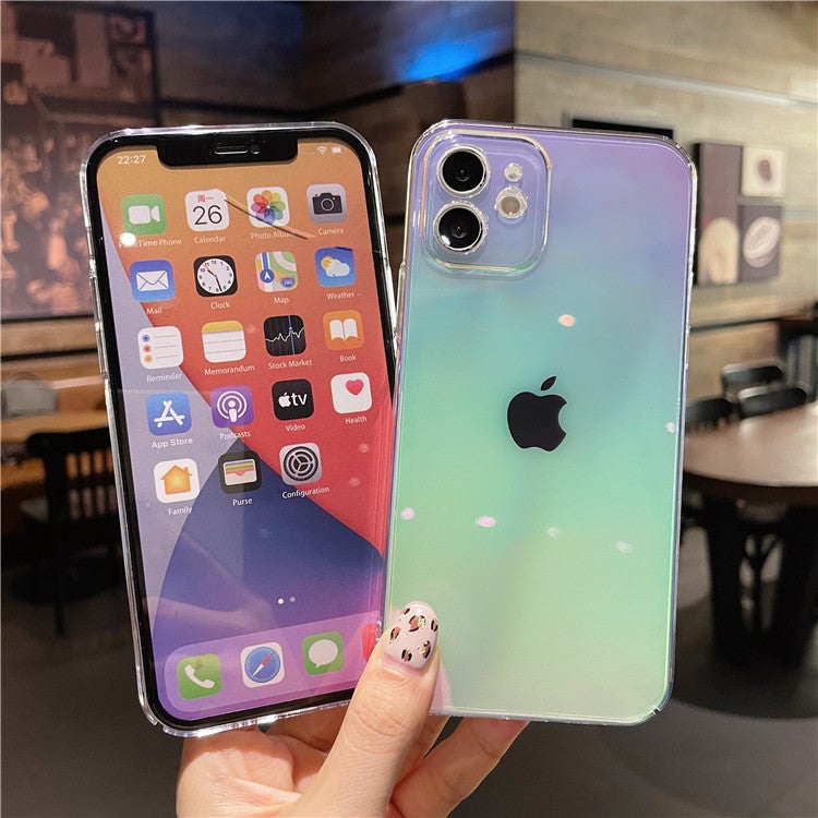 حافظة هاتف شفافة ملونة عبر الحدود لجهاز iPhone 12 ليزر مناسبة لجهاز Apple 11 أورا 16 ثقب دقيق 15 - Image 3