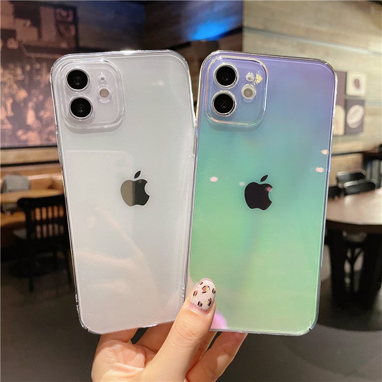 حافظة هاتف شفافة ملونة عبر الحدود لجهاز iPhone 12 ليزر مناسبة لجهاز Apple 11 أورا 16 ثقب دقيق 15 - Image 2