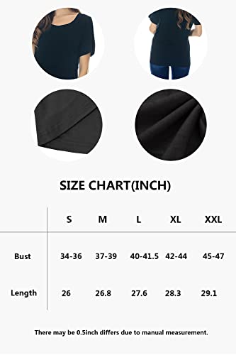 Smallshow 3 Pcs Maternity Nursing T-Shirt Nursing Tops,Navy-Black-Burgundy,Medium - Image 4