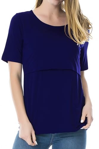Smallshow 3 Pcs Maternity Nursing T-Shirt Nursing Tops,Navy-Black-Burgundy,Medium - Image 2