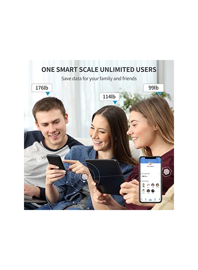 promass Multifunctional Smart Body Fat Scale, Smart Electronic Led Digital Weight Bathroom Scale With Smartphone App, Support 17 Languages And Indoor Temperature Measurement, 260 * 260 * 23Mm White - Image 3