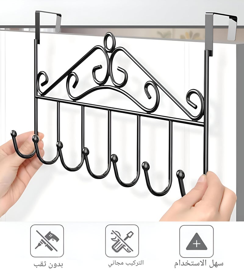 Hanger - Versatile Over Door Hanger with 7 Hooks for Coats, Towels, Bags, and Robes Storage Solutions (1 piece of the color shown) - Image 2