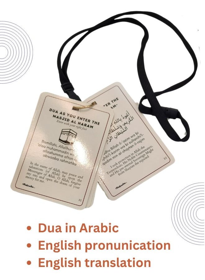 Umrah Dua Cards with Lanyard - Umrah Step by Step Guide