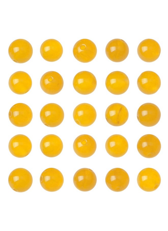 AD BEADS - 8Mm Natural Round Loose Beads 110 Pieces For Making 108 Mala Prayer Beads Necklace Bracelet & Yoga Meditation Jewelry Design (Yellow Jade) - Image 1