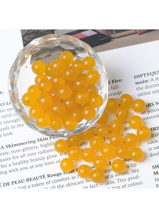AD BEADS - 8Mm Natural Round Loose Beads 110 Pieces For Making 108 Mala Prayer Beads Necklace Bracelet & Yoga Meditation Jewelry Design (Yellow Jade) - Image 1