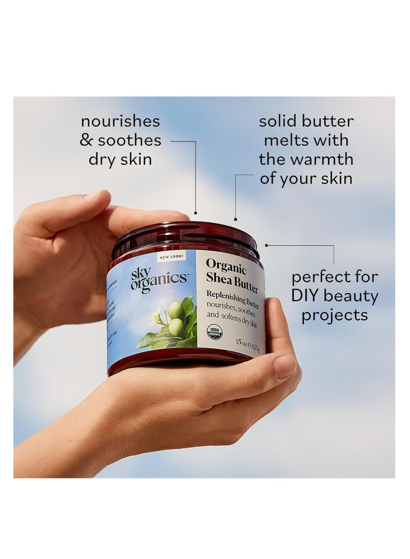 Sky Organics Sky Organics Organic Shea Butter, Replenishing Butter for Body & Face, Soothes, Softens and Boosts Skin's Overall Moisture and Radiance, Suitable for Dry Skin, USDA Certified Organic Skin Care, 15 Oz - Image 4