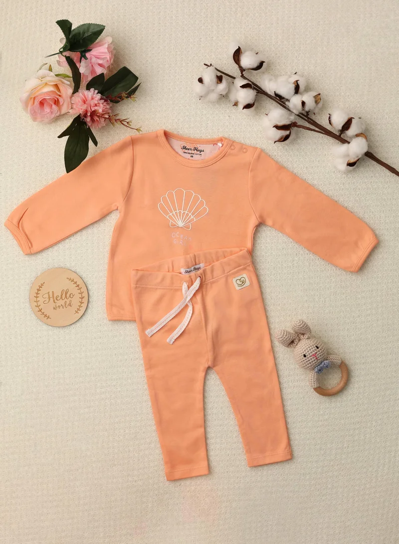 Sheer Hugs Sheer Hugs Casual Full Length Leggings for Girls, Plain Orange