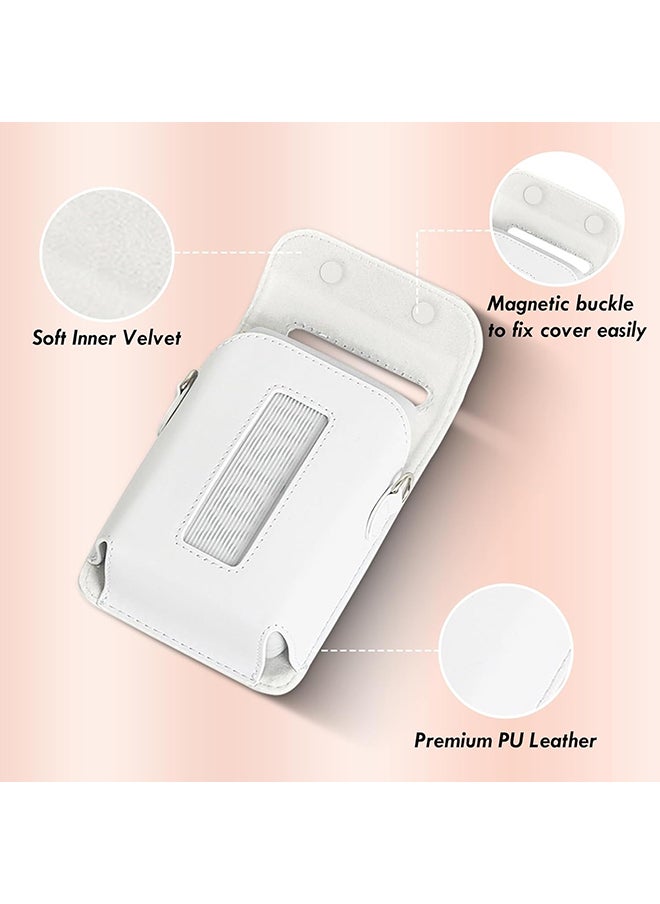 O Ozone Protective Case for Fujifilm Instax Mini Link 3 Printer, PU Leather Mini Link 3 Smartphone Printer Carrying Case with Adjustable Shoulder Strap- White  - Image 3