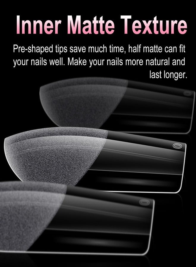 ADOERE Professional Soft Gel Nail Tips, 550 Pieces Clear False Nails for Extension, Full Cover with Storage Box, DIY Nail Art, Salon Use (Half Matte Medium Square) - Image 5