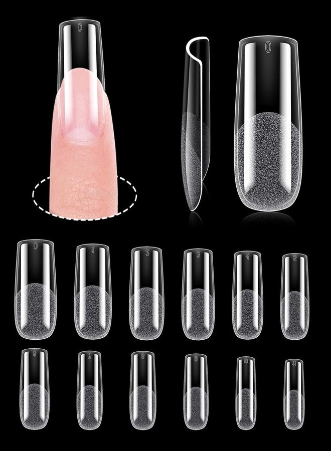 ADOERE Professional Soft Gel Nail Tips, 550 Pieces Clear False Nails for Extension, Full Cover with Storage Box, DIY Nail Art, Salon Use (Half Matte Medium Square) - Image 3