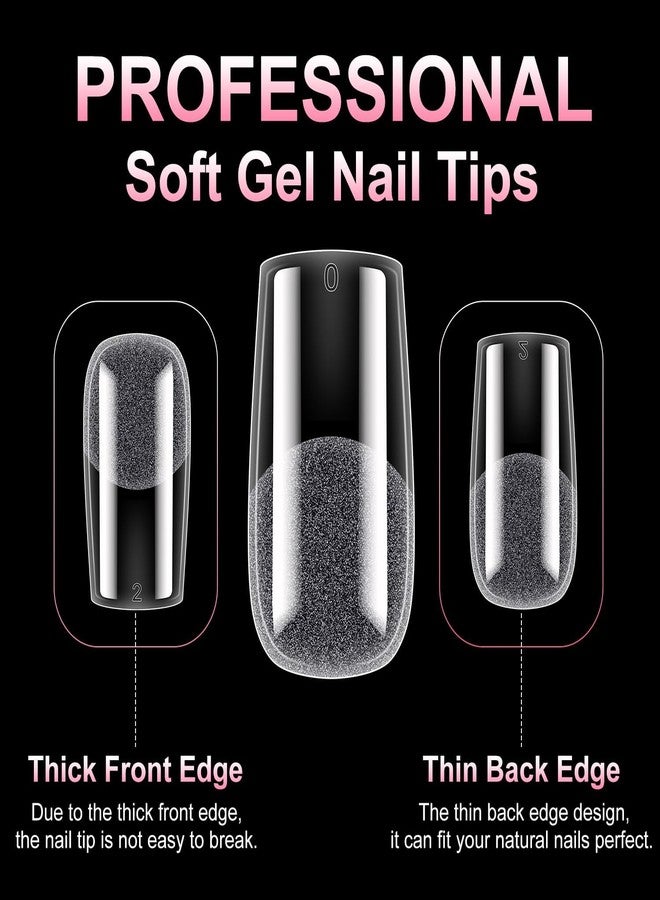 ADOERE Professional Soft Gel Nail Tips, 550 Pieces Clear False Nails for Extension, Full Cover with Storage Box, DIY Nail Art, Salon Use (Half Matte Medium Square) - Image 4