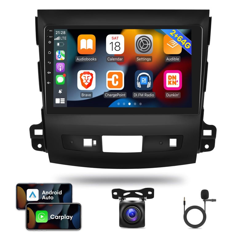 EKAT 2G64G Car Radio for Mitsubishi Outlander 20082015 9 inch Android Touch Screen Stereo CarplayAndroid AutoHiFi AudioWiFi1080PSWCBluetooth AHD Backup CameraMIC - Image 2
